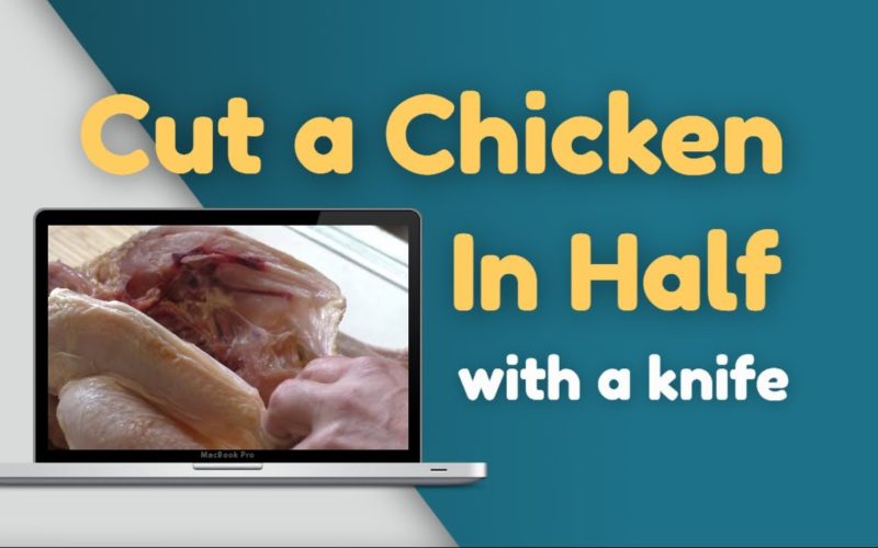 image - cut chicken in half with knife